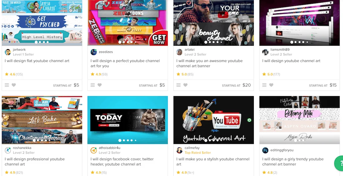 fiverr gig for youtube channel art