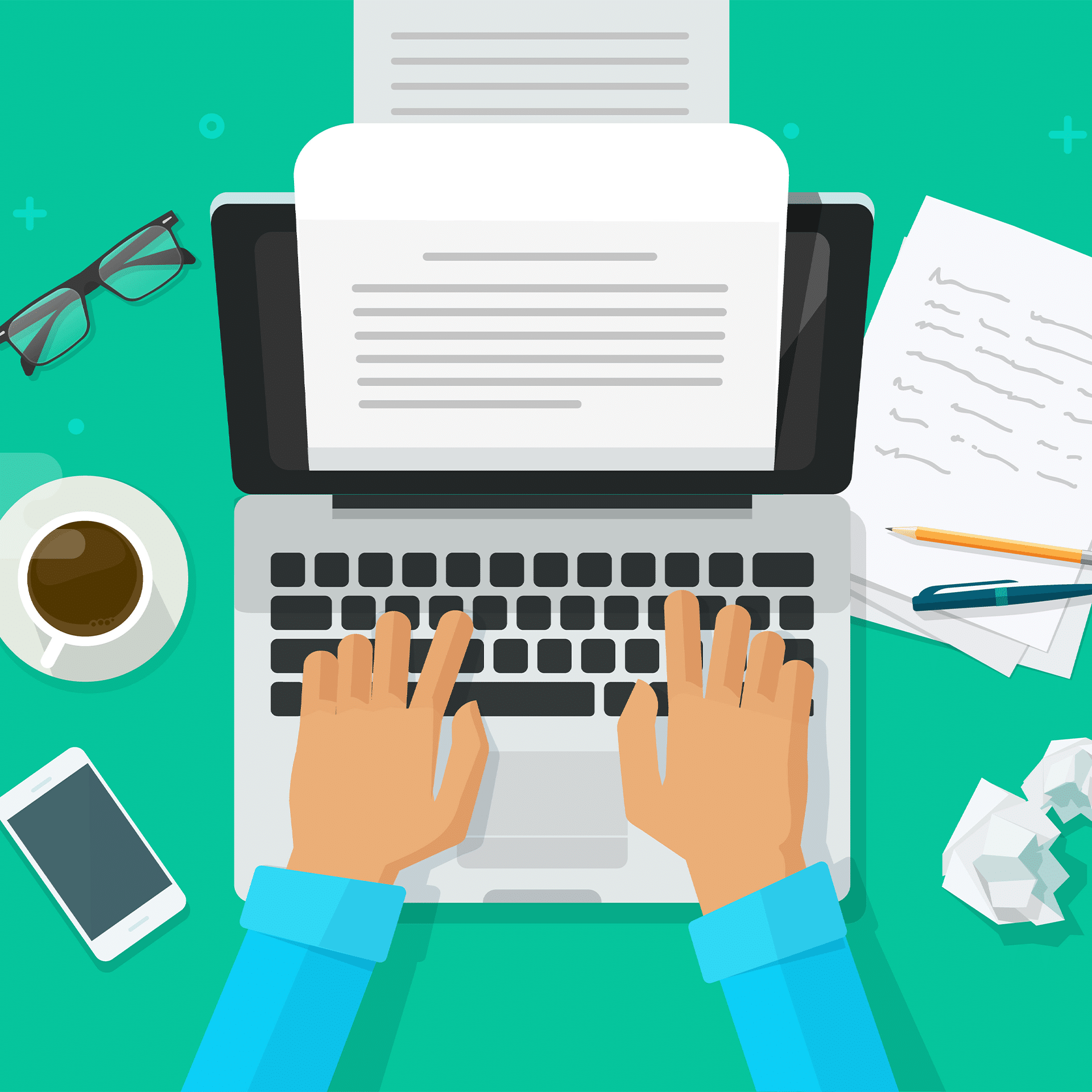 illustration of man writing blog